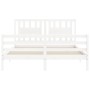 Weißer Massivholzbettrahmen mit Kopfteil 160x200 cm von vidaXL, Betten und Lattenroste - Ref: Foro24-3194582, Preis: 149,57 €...