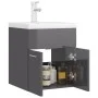 Mueble con lavabo aglomerado gris brillante de vidaXL, Tocadores de baño - Ref: Foro24-3071269, Precio: 152,11 €, Descuento: %
