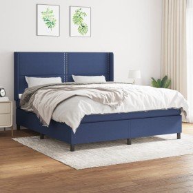 Cama box spring con colchón tela azul 180x200 cm en Camas y somieres | Comprar online en Foro24
