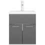 Agglomerat-Waschtischeinheit, grau glänzend von vidaXL, Badezimmerwaschtische - Ref: Foro24-3071269, Preis: 161,16 €, Rabatt: %