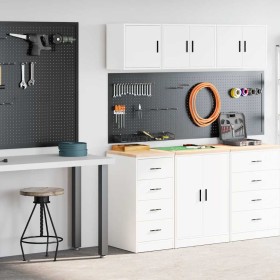 Armarios 2 uds para garaje madera de ingeniería blanco