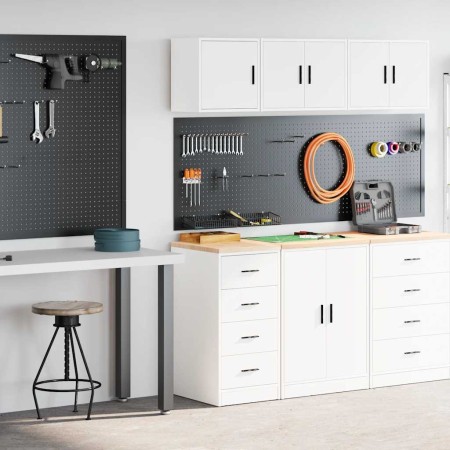 Armarios 2 uds para garaje madera de ingeniería blanco by , Armarios industriales - Ref: Foro24-3328323, Price: 104,41 €, Dis...