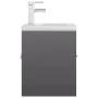 Mueble con lavabo aglomerado gris brillante de vidaXL, Tocadores de baño - Ref: Foro24-3071269, Precio: 152,11 €, Descuento: %