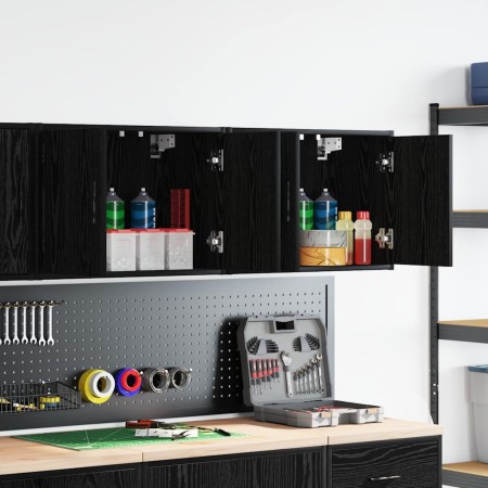 Armarios de pared 2 uds para garaje madera de ingeniería negro by , Armarios industriales - Ref: Foro24-860646, Price: 100,81...
