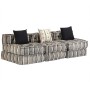 Puf modular de 3 plazas de tela de rayas grises von , Kissen für Stühle und Sofas - Ref: Foro24-244984, Preis: 576,35 €, Raba...