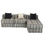 Puf modular de 3 plazas de tela de rayas grises von , Kissen für Stühle und Sofas - Ref: Foro24-244984, Preis: 576,35 €, Raba...