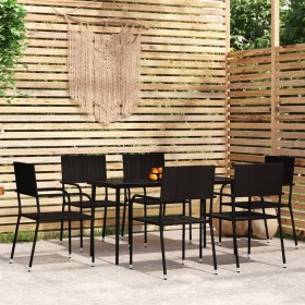 Juego de comedor para jardín 7 piezas negro by , Garden sets - Ref: Foro24-3099592, Price: 302,63 €, Discount: %