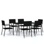 Juego de comedor para jardín 7 piezas negro by , Garden sets - Ref: Foro24-3099592, Price: 302,63 €, Discount: %