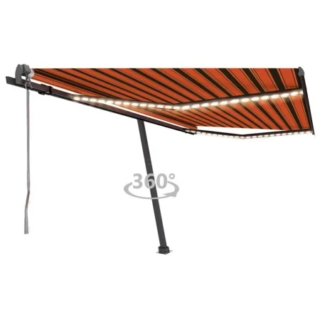 Automatic awning with wind sensor LED orange brown 400x300 cm by vidaXL, Awnings - Ref: Foro24-3069755, Price: 683,17 €, Disc...
