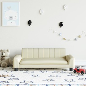 Sofá para niños de cuero sintético crema 90x53x30 cm by , Baby and Toddler Furniture - Ref: Foro24-3196264, Price: 87,95 €, D...