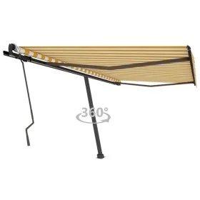 Gelb-weiße Markise mit manuell ausziehbarem Fuß, 400 x 300 cm von vidaXL, Markisen - Ref: Foro24-3069738, Preis: 426,26 €, Ra...