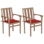 Sillas de jardín 2 unidades con cojines rojo madera de teca von , Gartenstühle - Ref: Foro24-3062214, Preis: 257,61 €, Rabatt: %