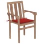 Sillas de jardín 2 unidades con cojines rojo madera de teca von , Gartenstühle - Ref: Foro24-3062214, Preis: 257,61 €, Rabatt: %