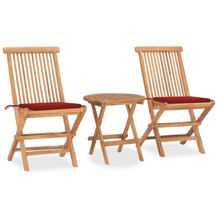 Set comedor de jardín plegable 3 piezas madera de teca cojines von , Gartensets - Ref: Foro24-3063177, Preis: 166,91 €, Rabat...