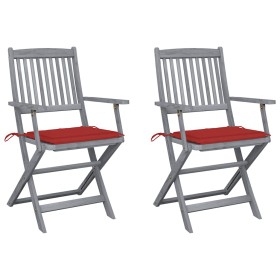 Sillas de jardín plegables 2 uds cojines madera maciza acacia by , Garden chairs - Ref: Foro24-3064488, Price: 131,33 €, Disc...