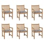 Sillas de jardín 6 uds madera maciza teca cojines cuadros gris von , Gartenstühle - Ref: Foro24-3073045, Preis: 869,68 €, Rab...
