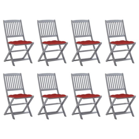 Sillas de jardín plegables 8 uds y cojines madera maciza acacia by , Garden chairs - Ref: Foro24-3078311, Price: 412,57 €, Di...