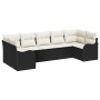 Conjunto de sofá de jardín con cojín 7 pcs Negro Poliratán