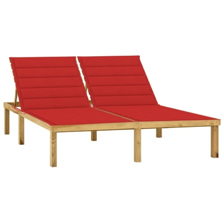 Tumbona doble y cojines rojo tinto madera pino impregnada de , Tumbonas - Ref: Foro24-3065885, Precio: 217,22 €, Descuento: %