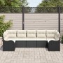 Conjunto de sofá de jardín con cojín 7 pcs Negro Poliratán