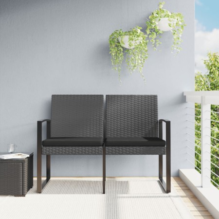 Banco jardín 2 plazas cojines PP aspecto de ratán gris oscuro by , garden benches - Ref: Foro24-360211, Price: 113,50 €, Disc...