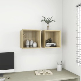 Armario de pared 2 uds madera contrachapada roble 37x37x37 cm von , Regale und Regale - Ref: Foro24-805454, Preis: 61,52 €, R...