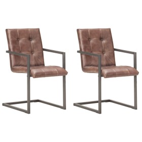 Sillas de comedor voladizad 2 uds cuero real marrón desgastado von , Essstühle - Ref: Foro24-321849, Preis: 315,10 €, Rabatt: %