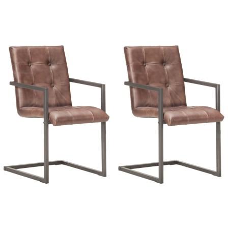 Sillas de comedor voladizad 2 uds cuero real marrón desgastado von , Essstühle - Ref: Foro24-321849, Preis: 315,10 €, Rabatt: %
