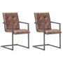 Sillas de comedor voladizad 2 uds cuero real marrón desgastado de , Sillas de comedor - Ref: Foro24-321849, Precio: 320,36 €