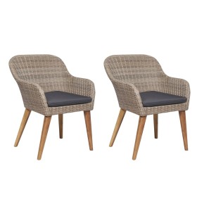 Sillas de jardín con cojines 2 unidades ratán sintético marrón de , Sillas de jardín - Ref: Foro24-44156, Precio: 230,86 €, D...