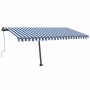 Automatic awning LED wind sensor blue and white 450x300 cm by vidaXL, Awnings - Ref: Foro24-3069771, Price: 661,18 €, Discoun...