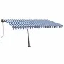 Automatic awning LED wind sensor blue and white 450x300 cm by vidaXL, Awnings - Ref: Foro24-3069771, Price: 787,33 €, Discoun...