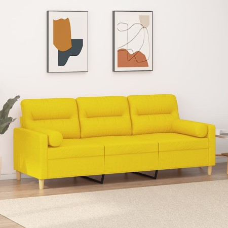 Sofá de 3 plazas con cojines tela amarillo claro 180 cm von , Sofas - Ref: Foro24-3200834, Preis: 272,76 €, Rabatt: %