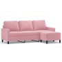 Sofá de 3 plazas con taburete de terciopelo rosa180 cm