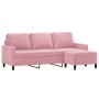 Sofá de 3 plazas con taburete de terciopelo rosa180 cm by , Sofas - Ref: Foro24-3201058, Price: 351,92 €, Discount: %