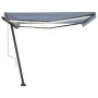 Automatic awning LED wind sensor blue and white 450x300 cm by vidaXL, Awnings - Ref: Foro24-3069771, Price: 787,33 €, Discoun...
