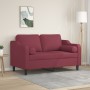 Sofá de 2 plazas con cojines tela rojo tinto 120 cm