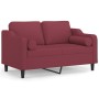 Sofá de 2 plazas con cojines tela rojo tinto 120 cm