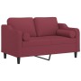 Sofá de 2 plazas con cojines tela rojo tinto 120 cm von , Sofas - Ref: Foro24-3200843, Preis: 219,47 €, Rabatt: %