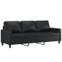 Sofá de 3 plazas con taburete cuero sintético negro 180 cm by , Sofas - Ref: Foro24-3201024, Price: 298,95 €, Discount: %