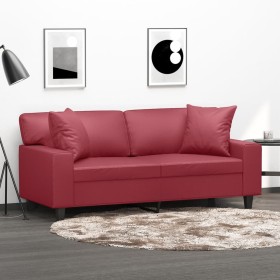 Sofá de 2 plazas con cojines cuero sintético rojo tinto 140 cm von , Sofas - Ref: Foro24-3200869, Preis: 302,71 €, Rabatt: %