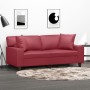 Sofá de 2 plazas con cojines cuero sintético rojo tinto 140 cm von , Sofas - Ref: Foro24-3200869, Preis: 302,71 €, Rabatt: %