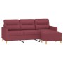 Sofá de 3 plazas con taburete de tela rojo tinto 180 cm by , Sofas - Ref: Foro24-3201079, Price: 307,57 €, Discount: %