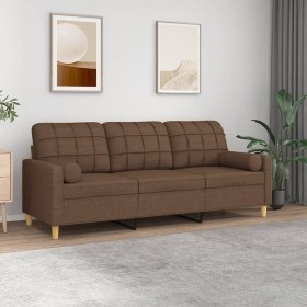 Sofá de 3 plazas con cojines tela marrón 180 cm by , Sofas - Ref: Foro24-3200793, Price: 280,04 €, Discount: %