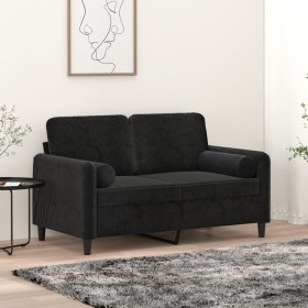 Sofá de 2 plazas con cojines terciopelo negro 120 cm by , Sofas - Ref: Foro24-3200876, Price: 239,37 €, Discount: %