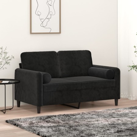 Sofá de 2 plazas con cojines terciopelo negro 120 cm von , Sofas - Ref: Foro24-3200876, Preis: 235,16 €, Rabatt: %