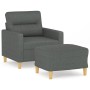 Sillón con taburete tela gris oscuro 60 cm de , Sofás - Ref: Foro24-3201066, Precio: 176,18 €