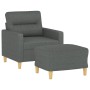 Sillón con taburete tela gris oscuro 60 cm de , Sofás - Ref: Foro24-3201066, Precio: 176,18 €