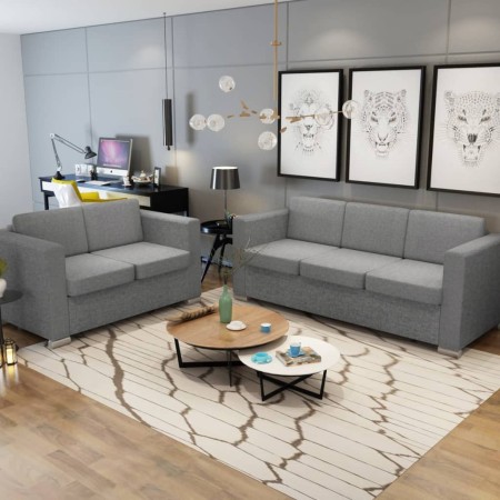 Conjunto de sofás 2 unidades tela gris claro von , Sofas - Ref: Foro24-274212, Preis: 743,21 €, Rabatt: %