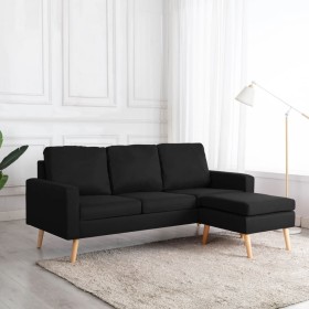 Sofá de 3 plazas con reposapiés de tela negro by , Sofas - Ref: Foro24-288732, Price: 451,87 €, Discount: %
